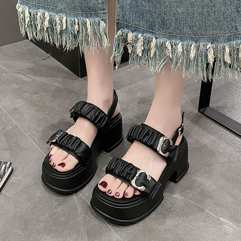French-Style High-Soled Roman Sandals for Women - Summer Fairy Fashion Beach Shoes, Perfect with Skirts, 2025 Collection