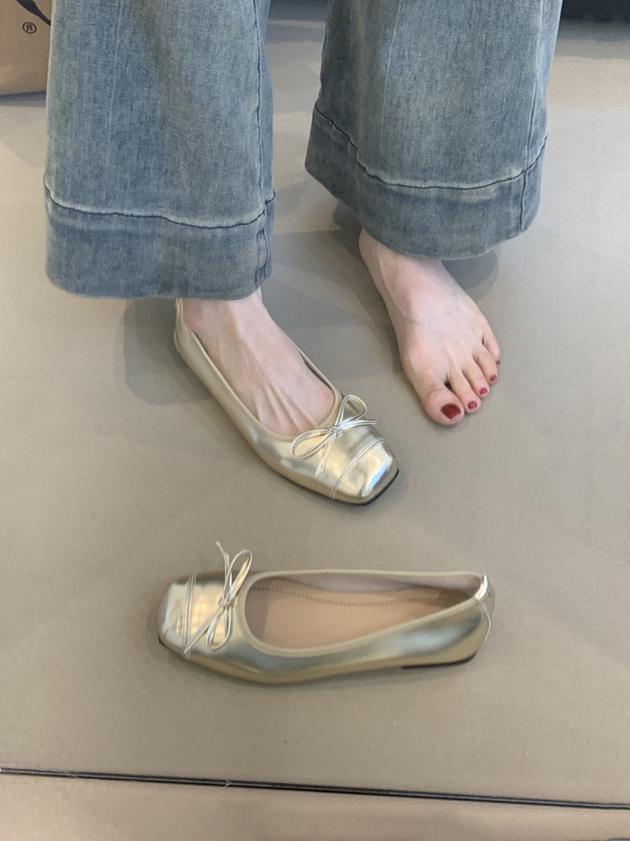 French-Style Sheepskin Ballet Flats for Women - Versatile Square Toe Shallow Mouth Shoes, Gentle Comfort, Classic Grandma Style