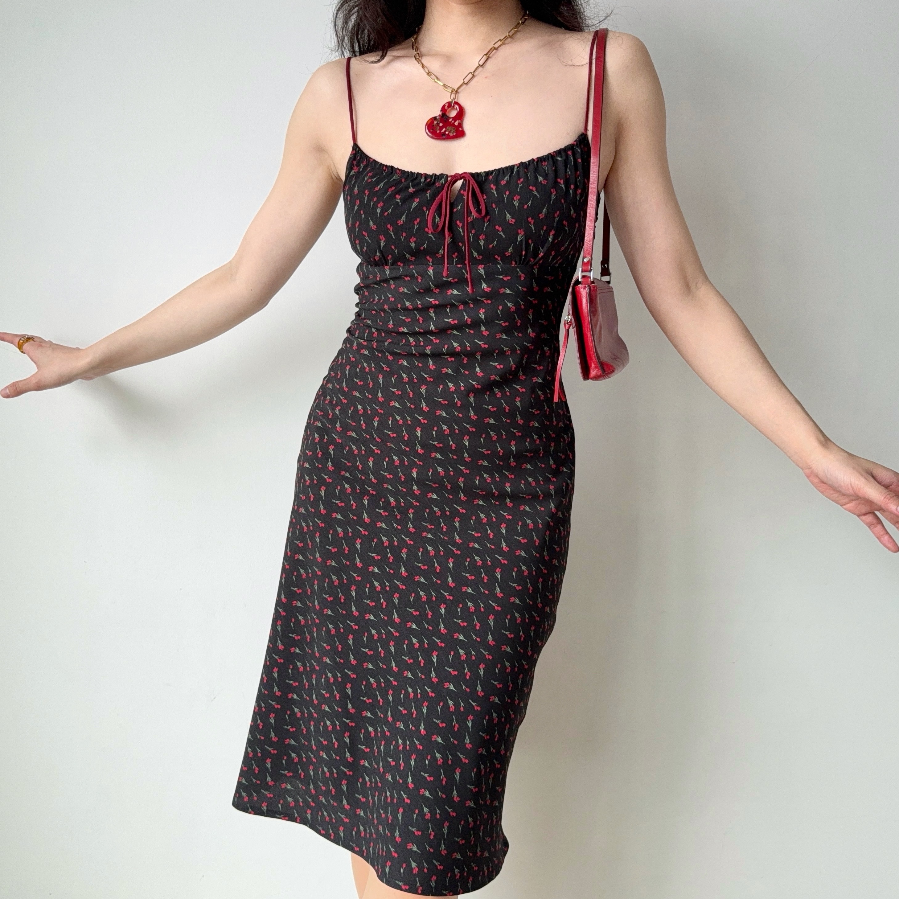 French Vintage Floral Color-Blocking Cami Dress - Mid-Length, Y2K Inspired, Perfect for Summer Outings and Casual Chic Looks