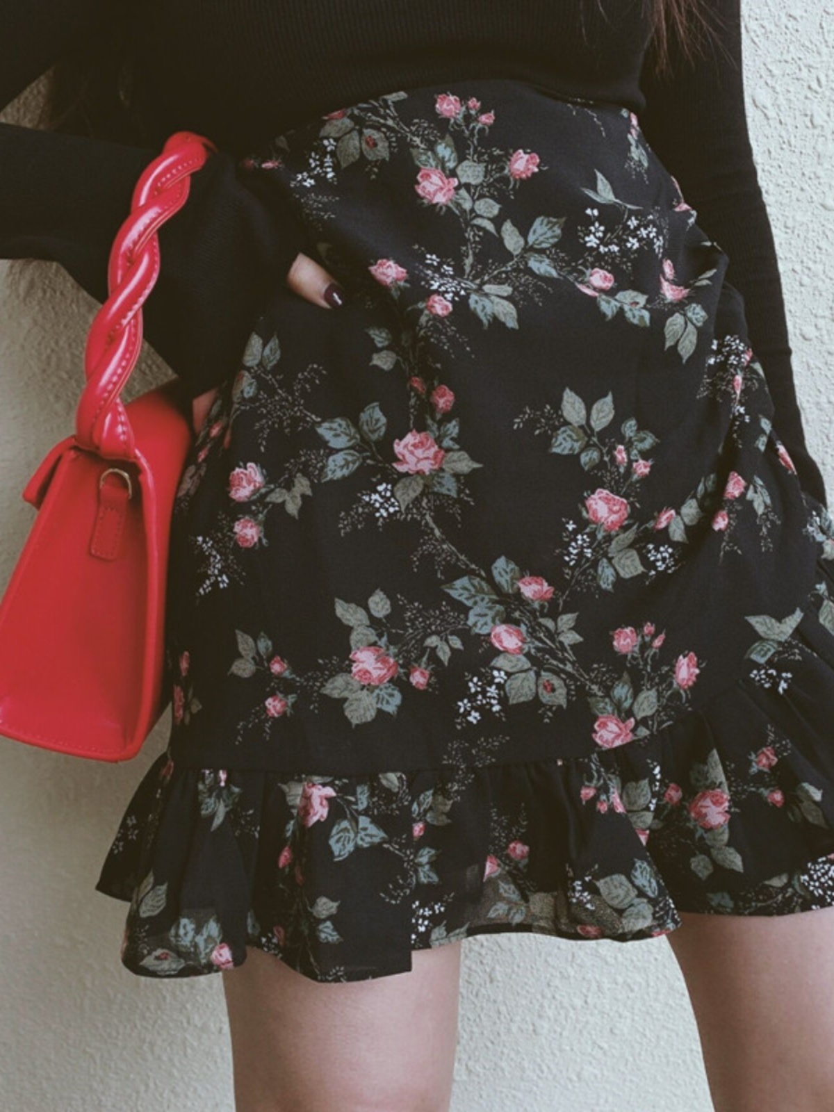 French Vintage Floral Ruffled High-Waisted A-Line Mini Skirt for Spring/Summer 2025 - Chic 90s Inspired Fashion