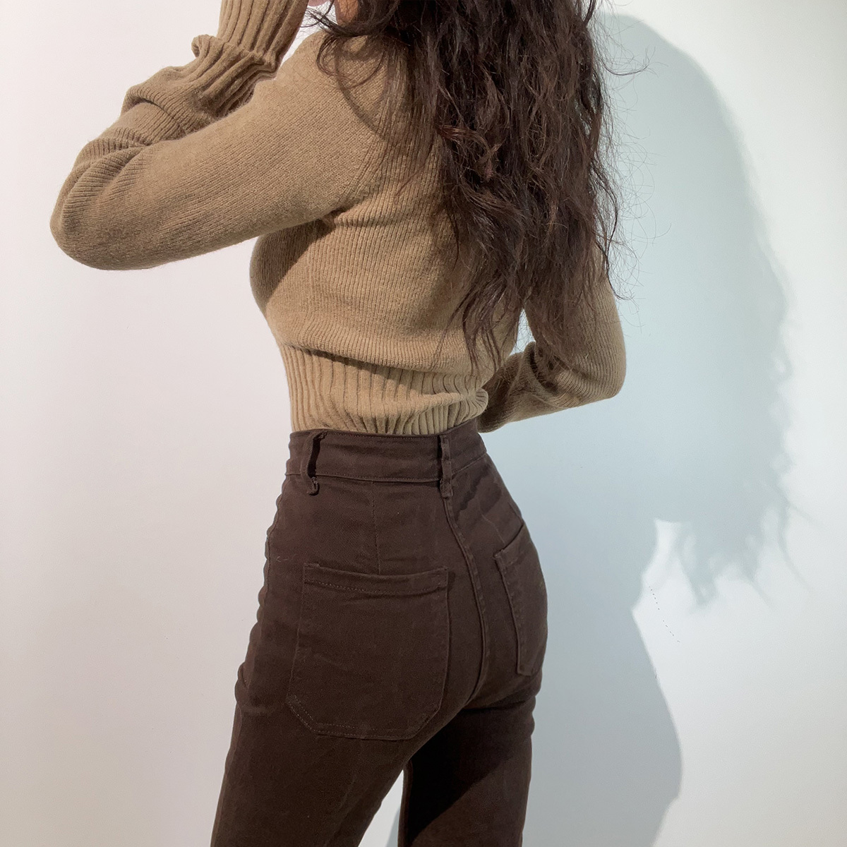 French Vintage Square Neck Solid Color Slim Fit Long Sleeve Knit Sweater Top - Retro Chic Pullover for Effortless Style