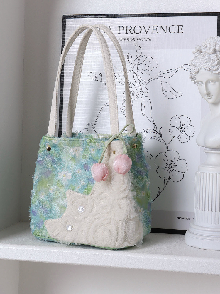 Fresh Style Cat Basket Bag for Women - Light Spring Green Crossbody Tote Bucket Bag - Trendy Spring Fashion Accessory