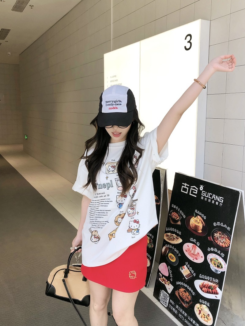 Fun Cartoon Print Short Sleeve T-shirt - Limited Time Offer, Trendy Design for Casual Wear, Perfect for Summer Style