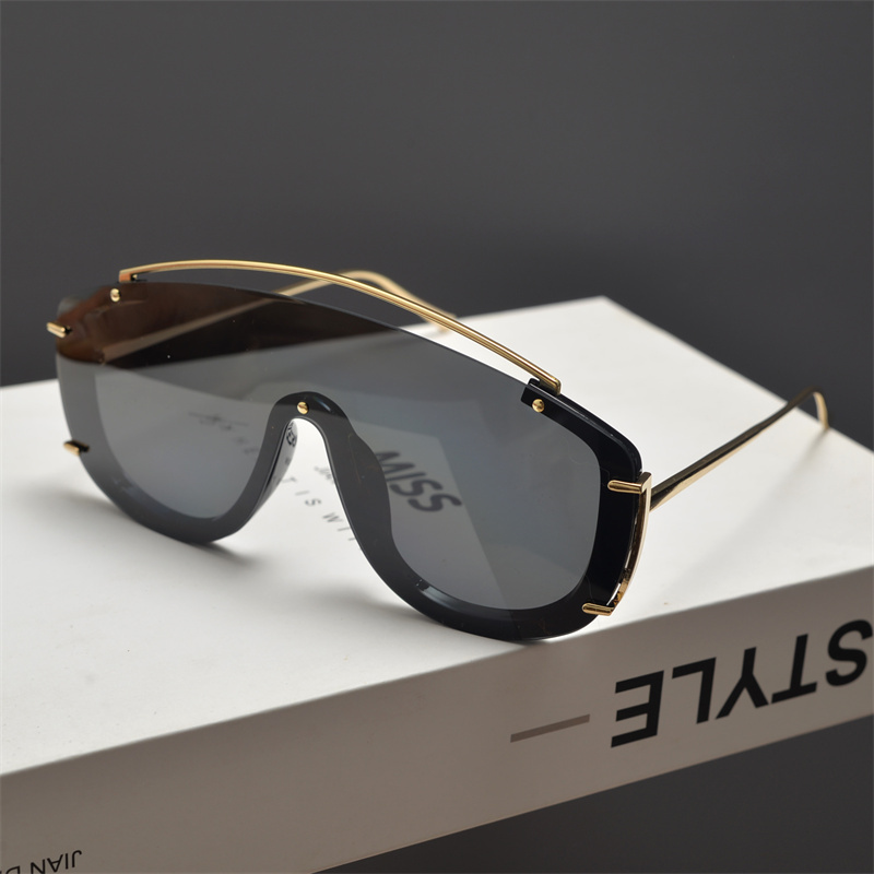 Futuristic Cyberpunk Oversized Pilot Sunglasses with Cut Edges and Single Beam - Stylish Statement Eyewear