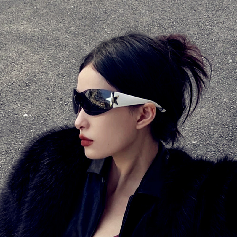 Futuristic Frameless One-Piece Wind Sunglasses for Men and Women, Trendy for Cycling, Hip-Hop, and Partying