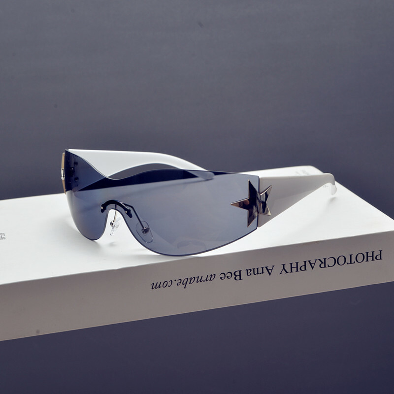 Futuristic Frameless One-Piece Wind Sunglasses for Men and Women, Trendy for Cycling, Hip-Hop, and Partying