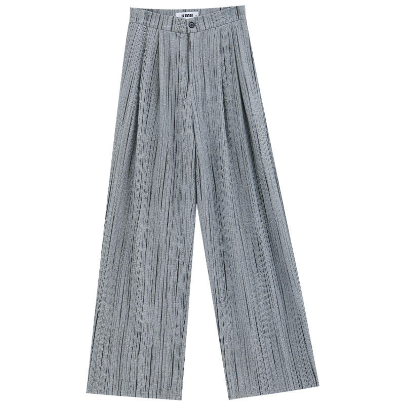 Gray Striped Wide-Leg Sweatpants for Women - Casual Slim Fit Autumn/Winter Fashion, Perfect for 90s and Y2K Inspired Looks