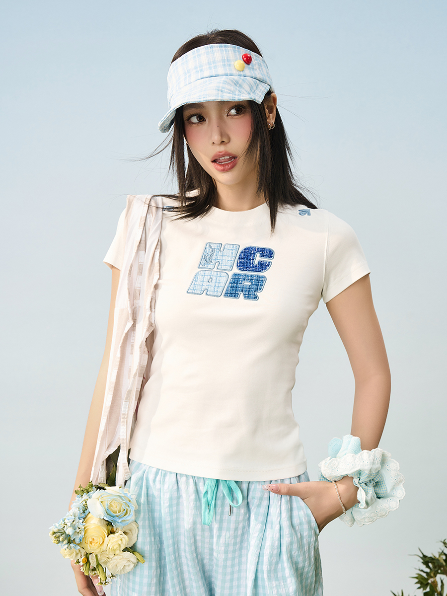 Guava Series Elastic Slim Fit Round Neck Short Sleeve T-Shirt for Women - Casual Fashion Essential for Everyday Wear
