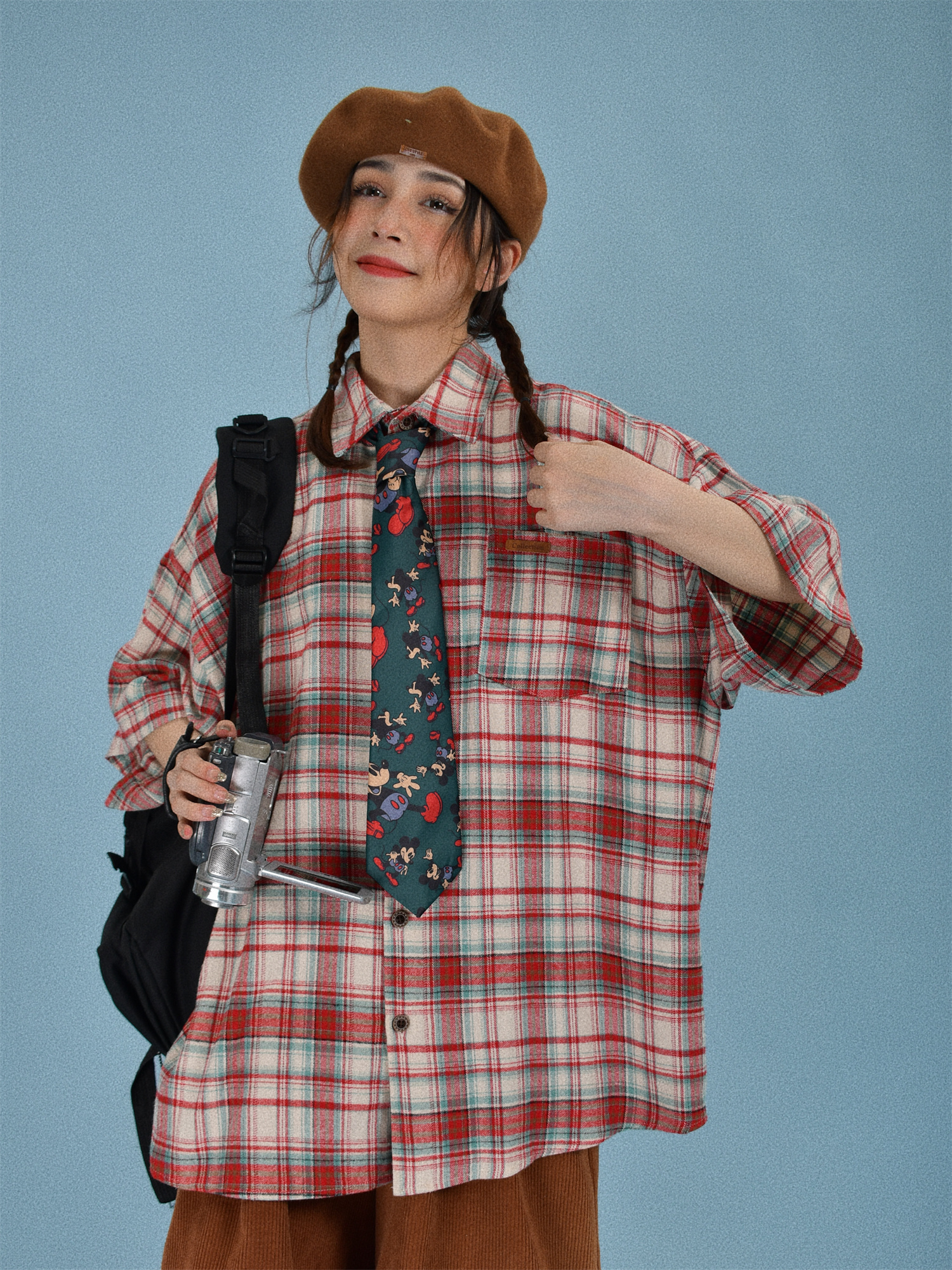 Handmade American Vintage Brushed Plaid Short Sleeve Shirt for Men and Women – Casual Versatile Fashion Staple, New Arrival