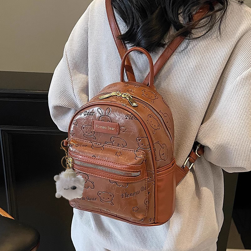 Handmade Cute Embossed Small Backpack for Women - Niche Design Double Shoulder Bag for Trendy Style