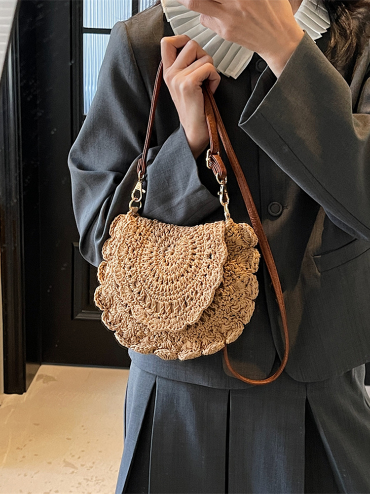 Handmade Knitted Beach Bag for Women – Summer Woven Shoulder Crossbody Bag, 2025 Fashion, Perfect for Seaside Vacation