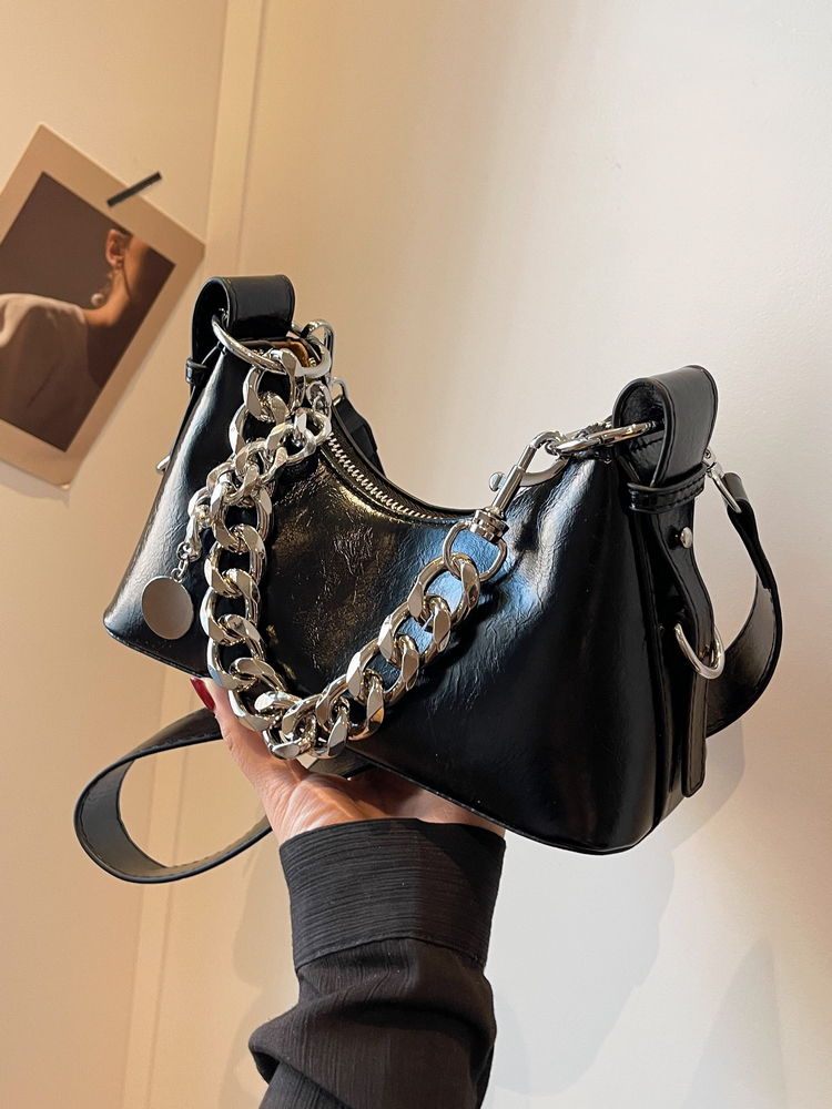 Handmade Women's Textured Chain Crossbody Bag - 2025 New Style Shoulder Underarm Bag for Chic Everyday Wear
