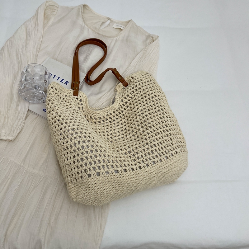 Handmade Woven Straw Bag for Women - Large Capacity Beach Tote, Stylish Shoulder Bag for Vacation & Commuting 2025