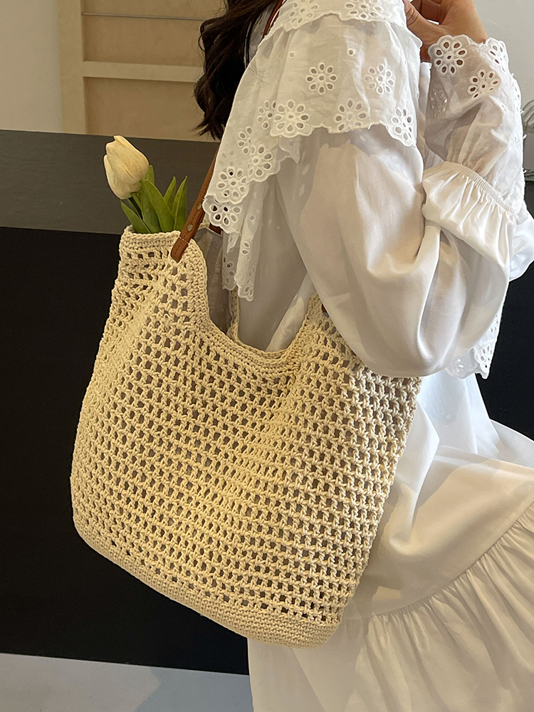 Handmade Woven Straw Bag for Women - Large Capacity Beach Tote, Stylish Shoulder Bag for Vacation & Commuting 2025