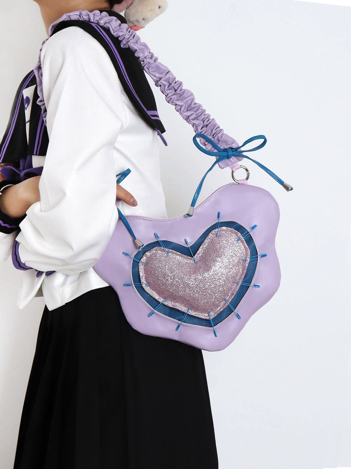 Heart Underarm Bag for JK Students - Sweet Cool Girl Versatile Shoulder Crossbody Lolita Style Fashion Bag