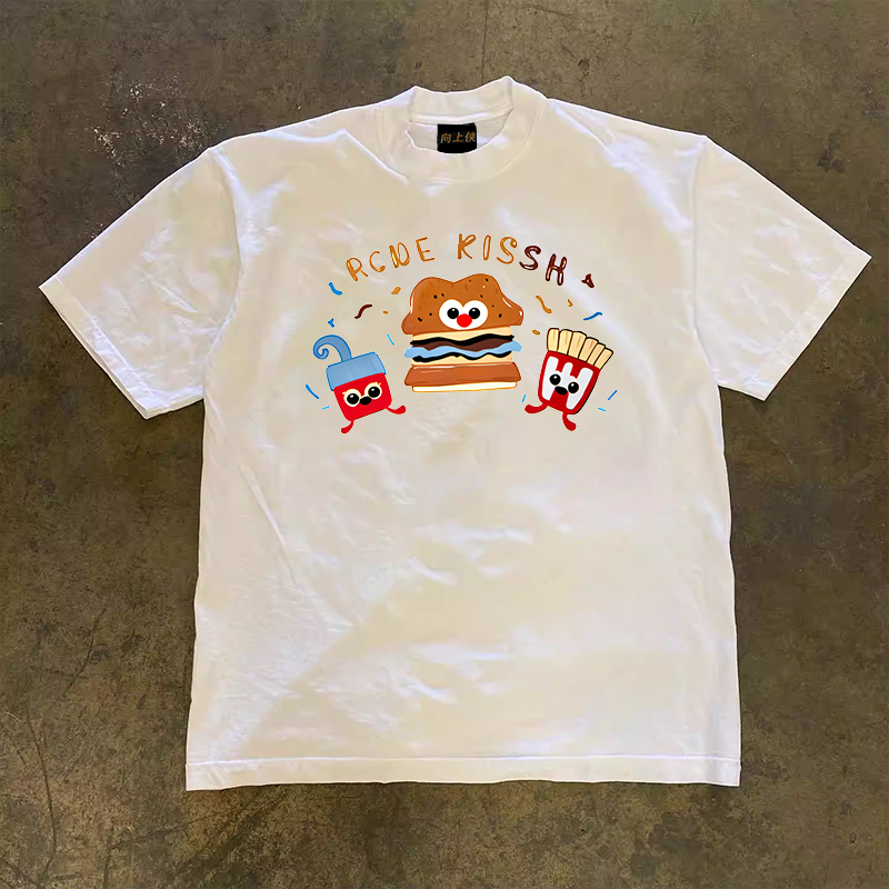 Heavyweight Couples' Loose Short-Sleeve T-Shirt - 260g Pure Cotton, Charitable Design, Unisex, Casual Everyday Wear