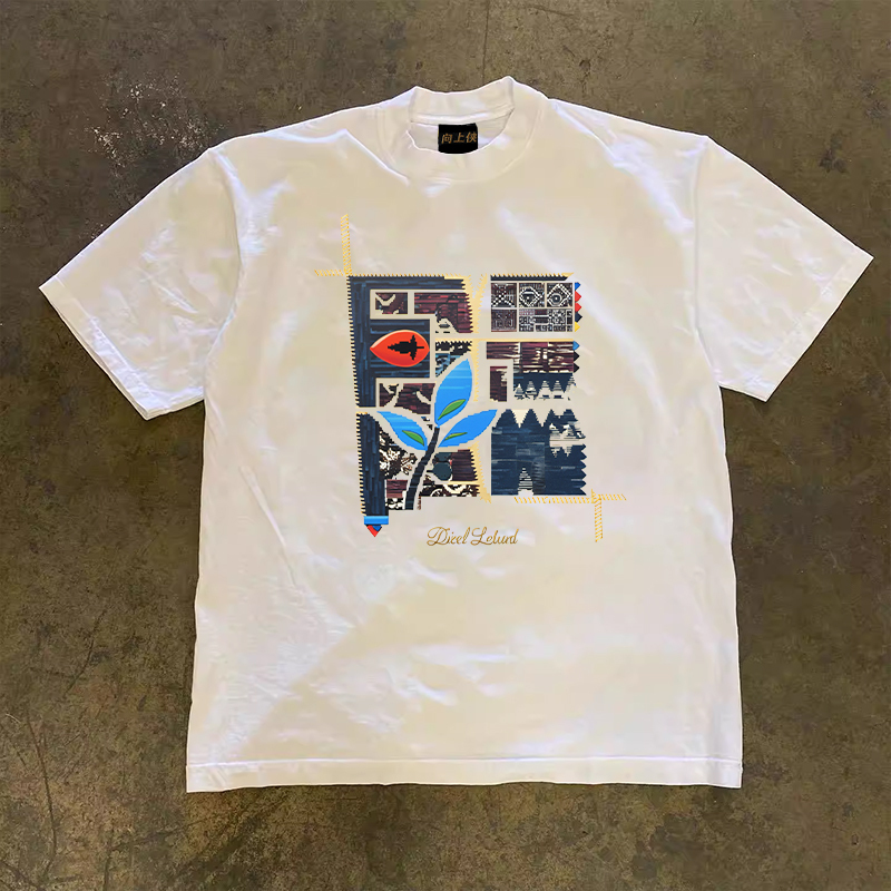 Heavyweight Couple's Loose Short-Sleeve T-Shirt for Men and Women - 260g Pure Cotton, Charitable Design, Casual Everyday Wear