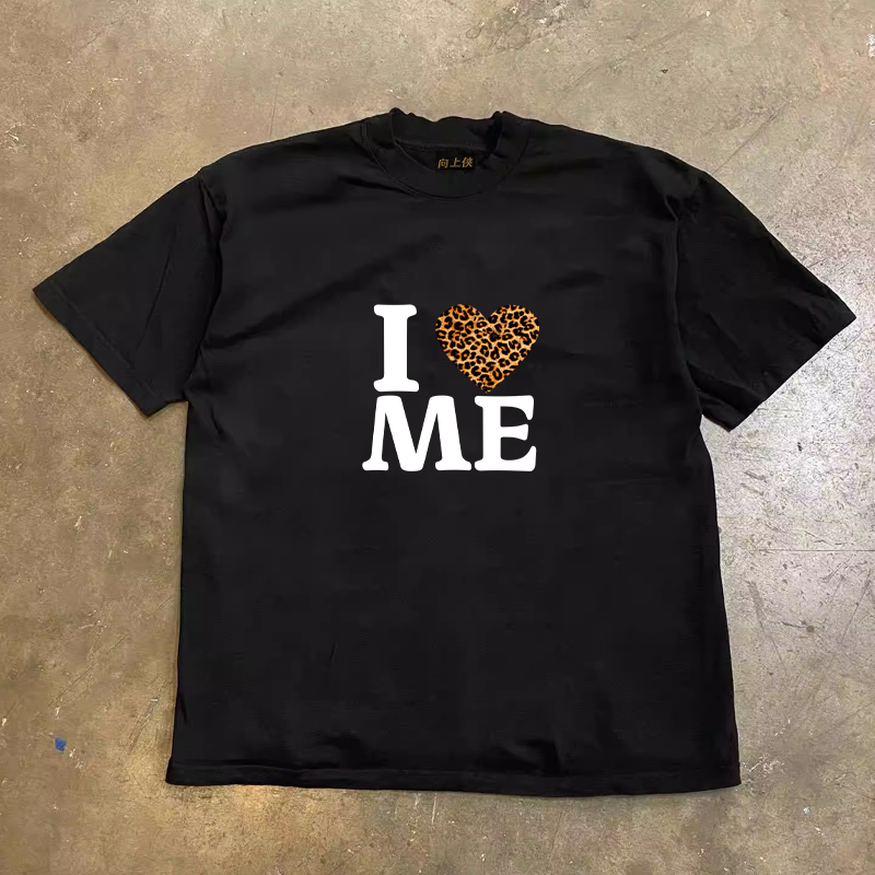 Heavyweight Couple's Loose Short-Sleeve T-Shirt in 260g Pure Cotton - Charitable Upward Hero Design for Men and Women