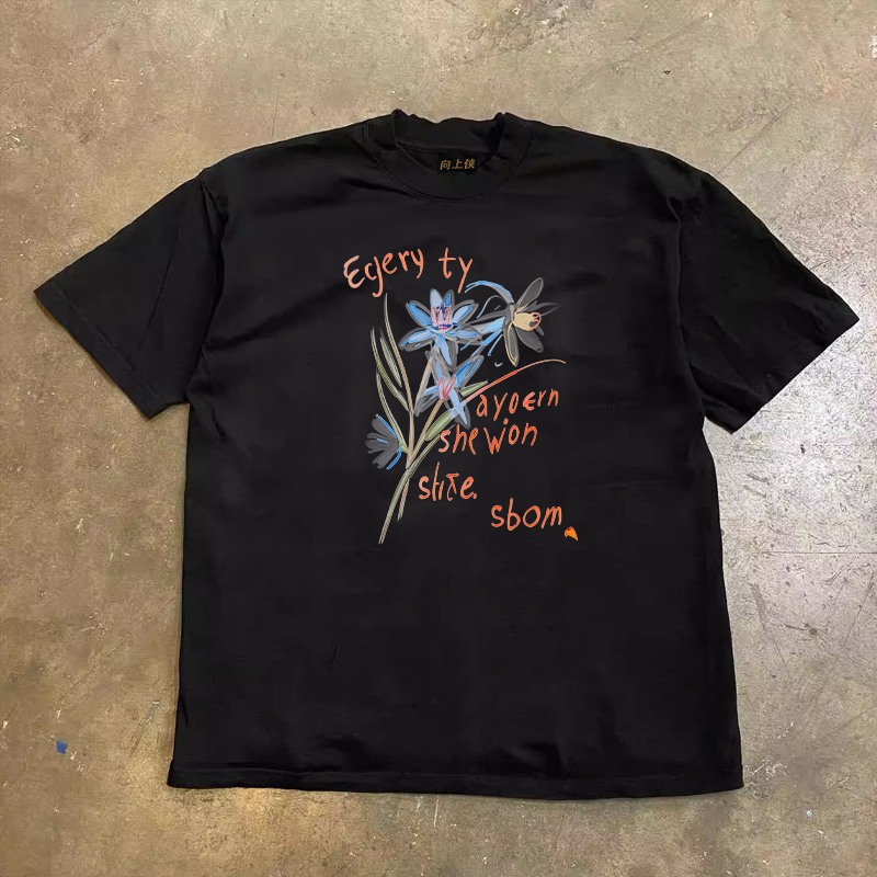 Heavyweight Couple's Loose Short-Sleeve T-Shirt in 260g Pure Cotton - Unisex Charitable Design for Casual 90s Style