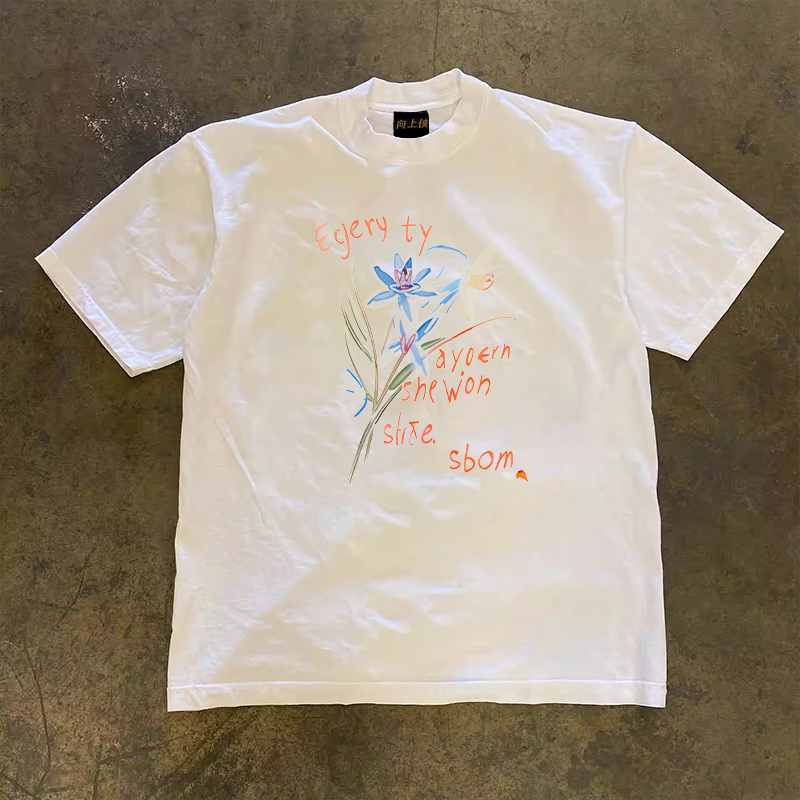 Heavyweight Couple's Loose Short-Sleeve T-Shirt in 260g Pure Cotton - Unisex Charitable Design for Casual 90s Style