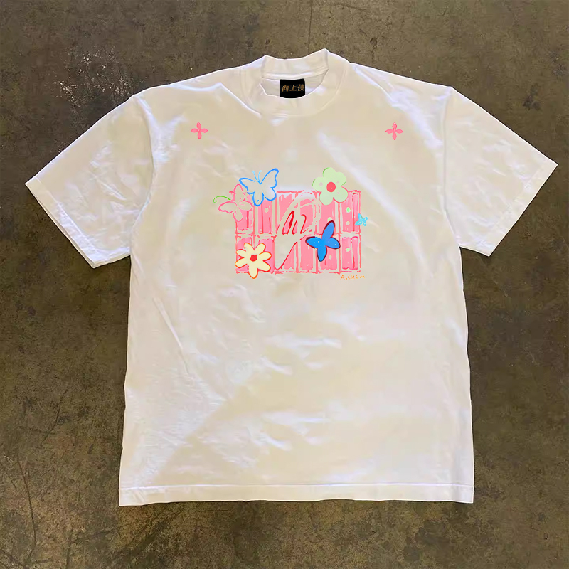 Heavyweight Couple's Loose Short-Sleeve T-Shirt in Pure Cotton - Charitable Design, Casual Streetwear for Men and Women