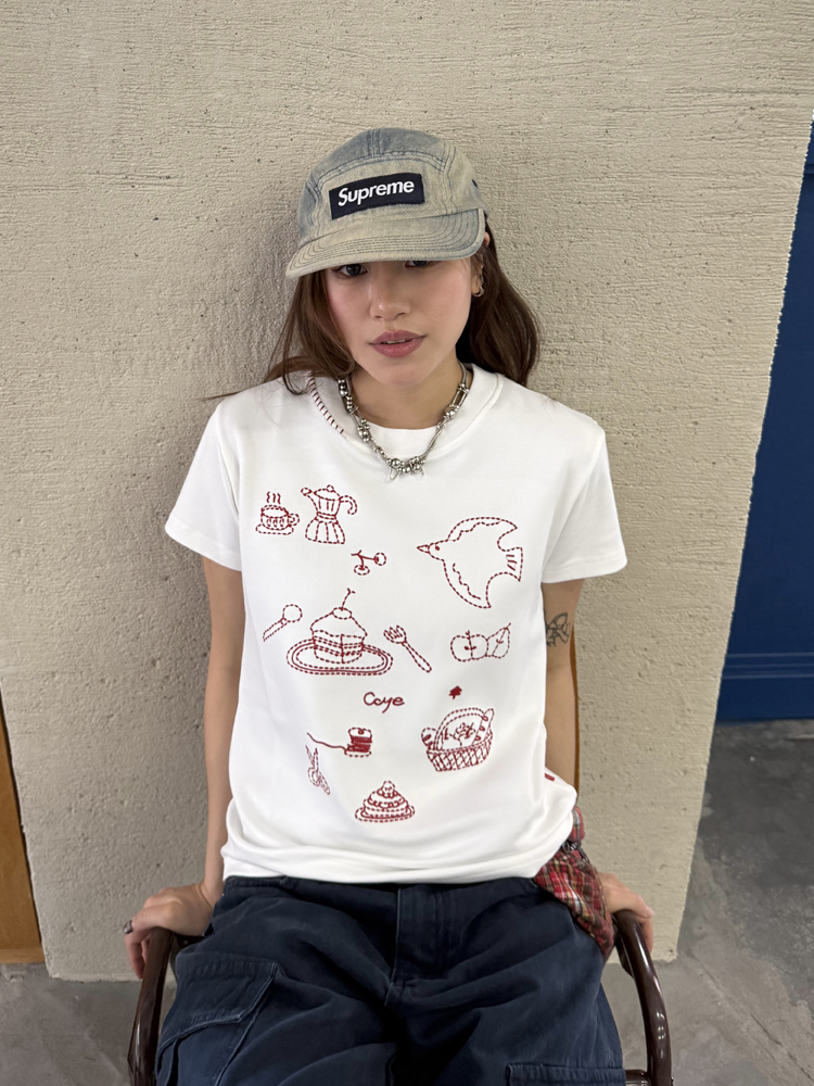 Heavyweight Embroidered Micro Loose Short Sleeve T-Shirt for Women - Versatile Summer Top, Casual Style, Y2K Fashion