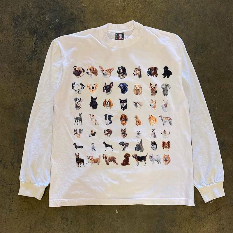 Heavyweight Long Sleeve T-Shirt for Couples - Dog Mobilization Design, 280g, Perfect for Charity Events and Casual Wear