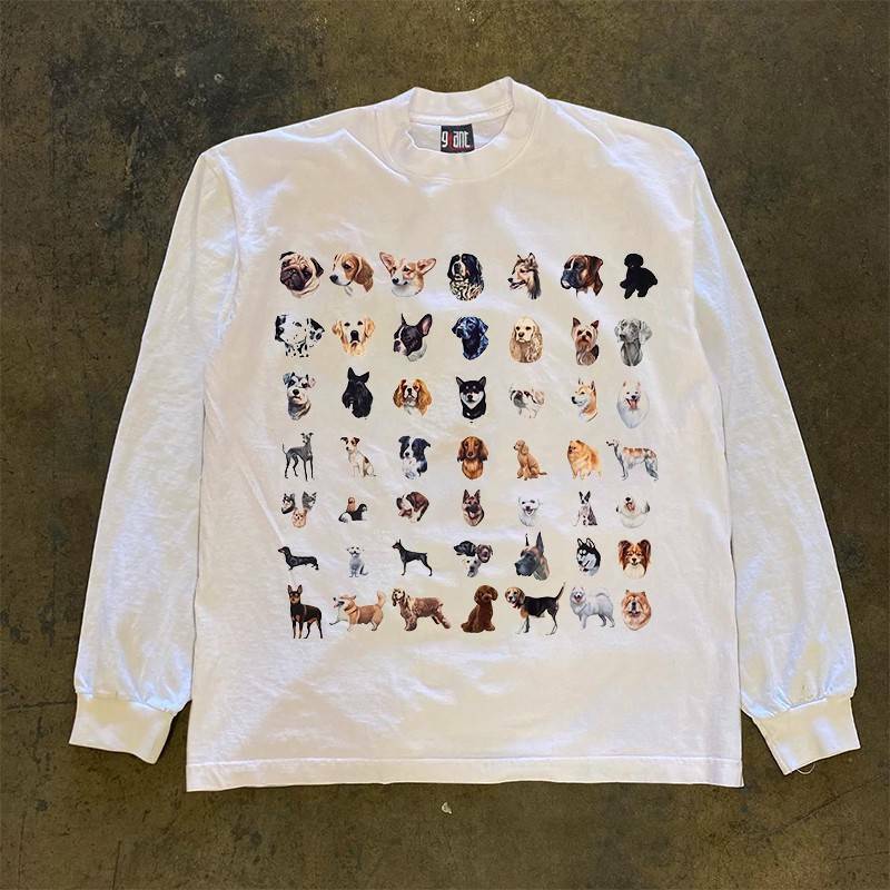 Heavyweight Long Sleeve T-Shirt for Couples - Dog Mobilization Design, 280g, Perfect for Charity Events and Casual Wear