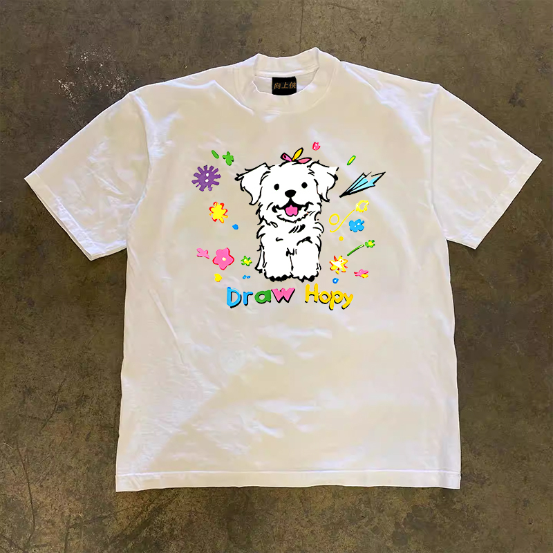 Heavyweight Loose Short-Sleeve T-Shirt for Men and Women - 100% Cotton, Charitable Design, Casual Streetwear Fashion