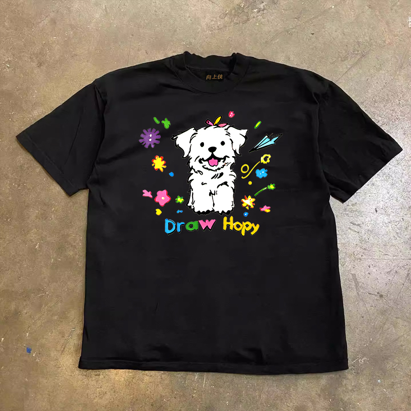 Heavyweight Loose Short-Sleeve T-Shirt for Men and Women - 100% Cotton, Charitable Design, Casual Streetwear Fashion