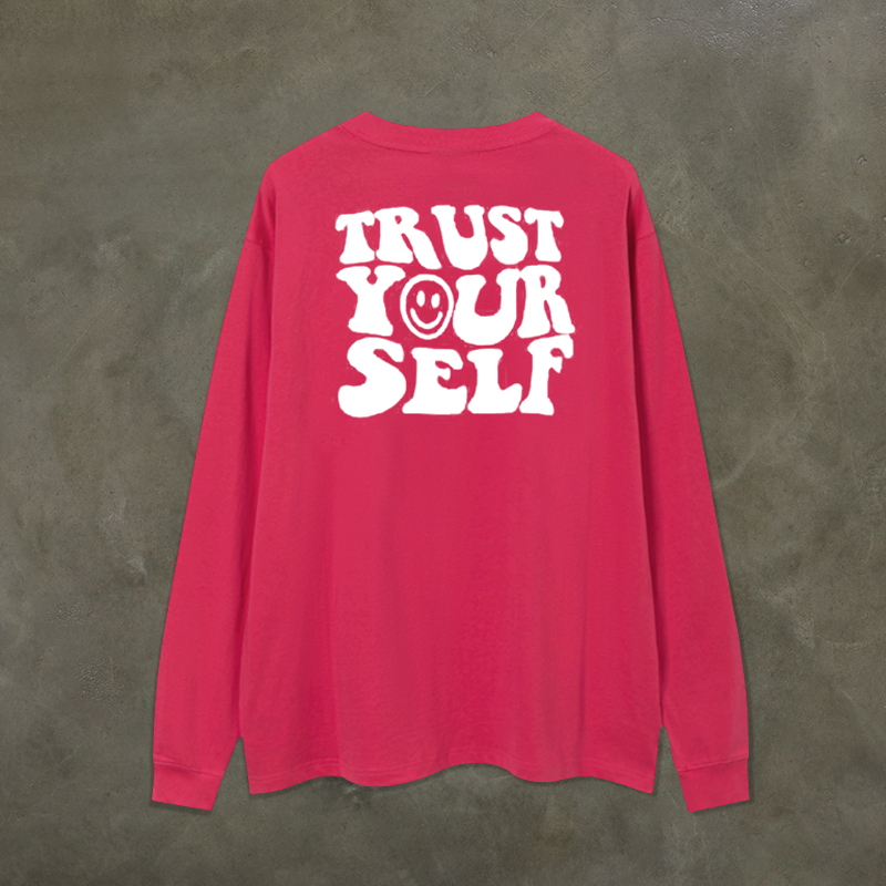 Heavyweight Oversized Long-Sleeve T-Shirt with Niche Letter Print - Motivational Graphic Tee for Casual Street Style