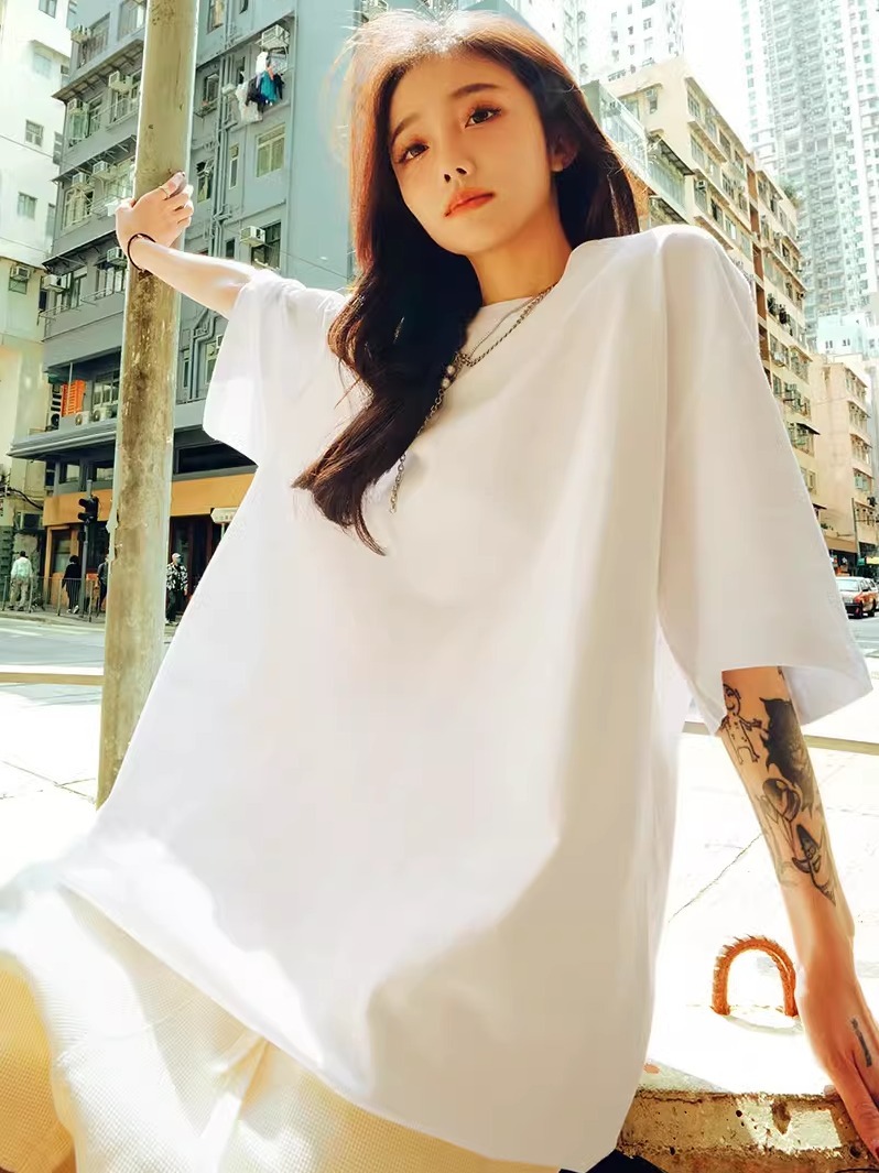 Heavyweight Solid Color Short Sleeve T-Shirt for Men and Women - Plus Size American Streetwear - Summer Casual 2025 Fashion