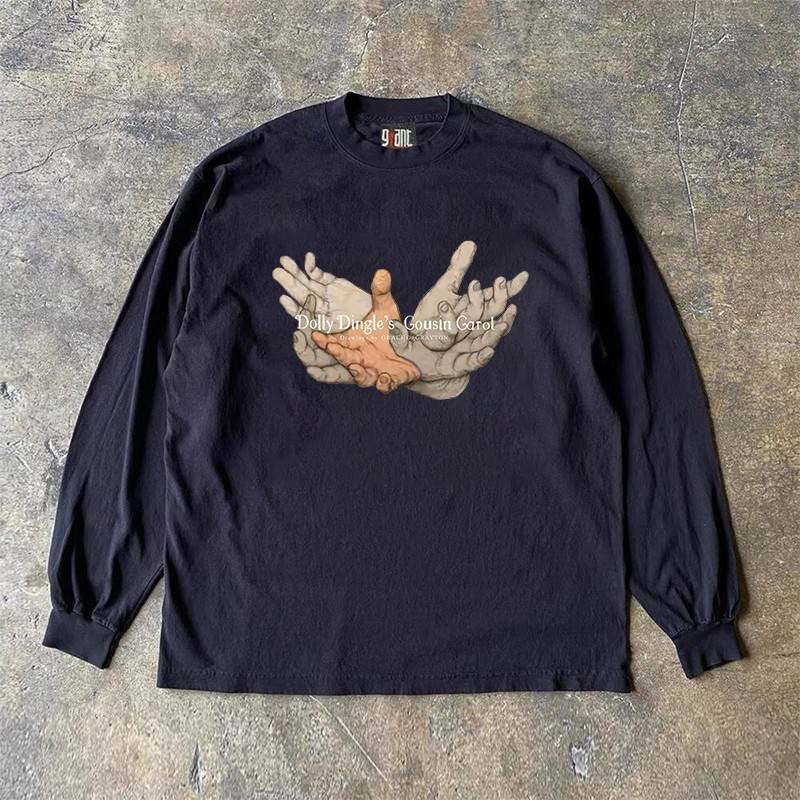 Heavyweight Unisex Long Sleeve T-Shirt for Charity - Hip-Hop Niche Design, Couple Style, 280g Cotton, Streetwear Fashion