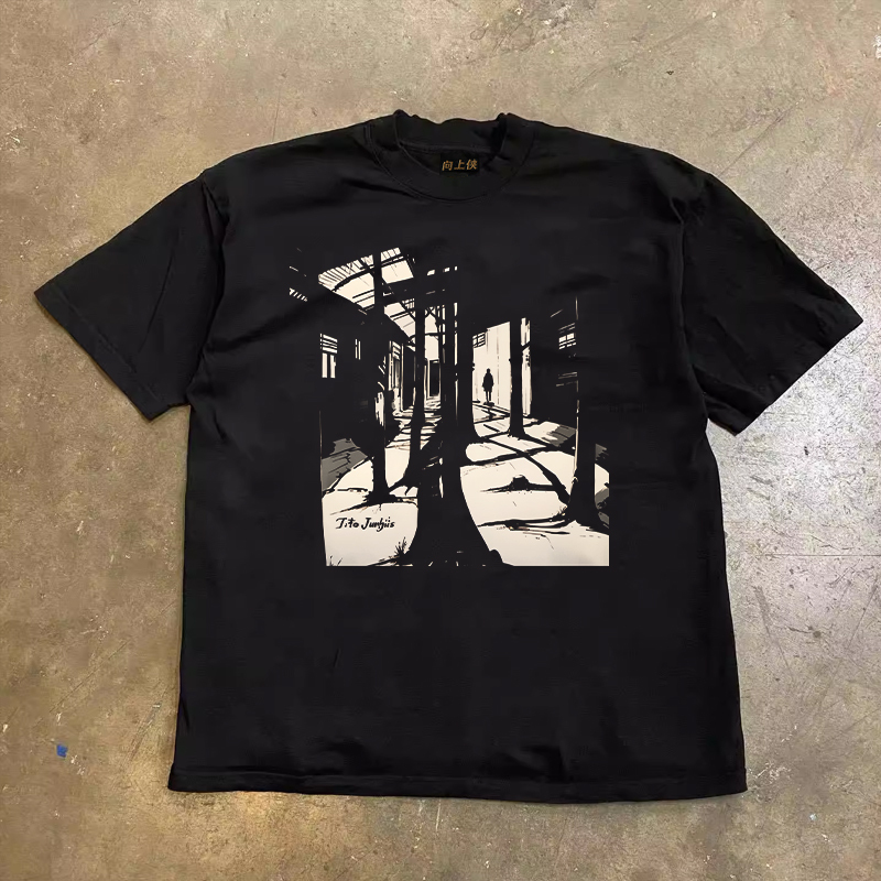 Heavyweight Unisex Short Sleeve T-Shirt - Pure Cotton, Double Yarn, Loose Fit, Charity Design, Upward Hero, Casual Style