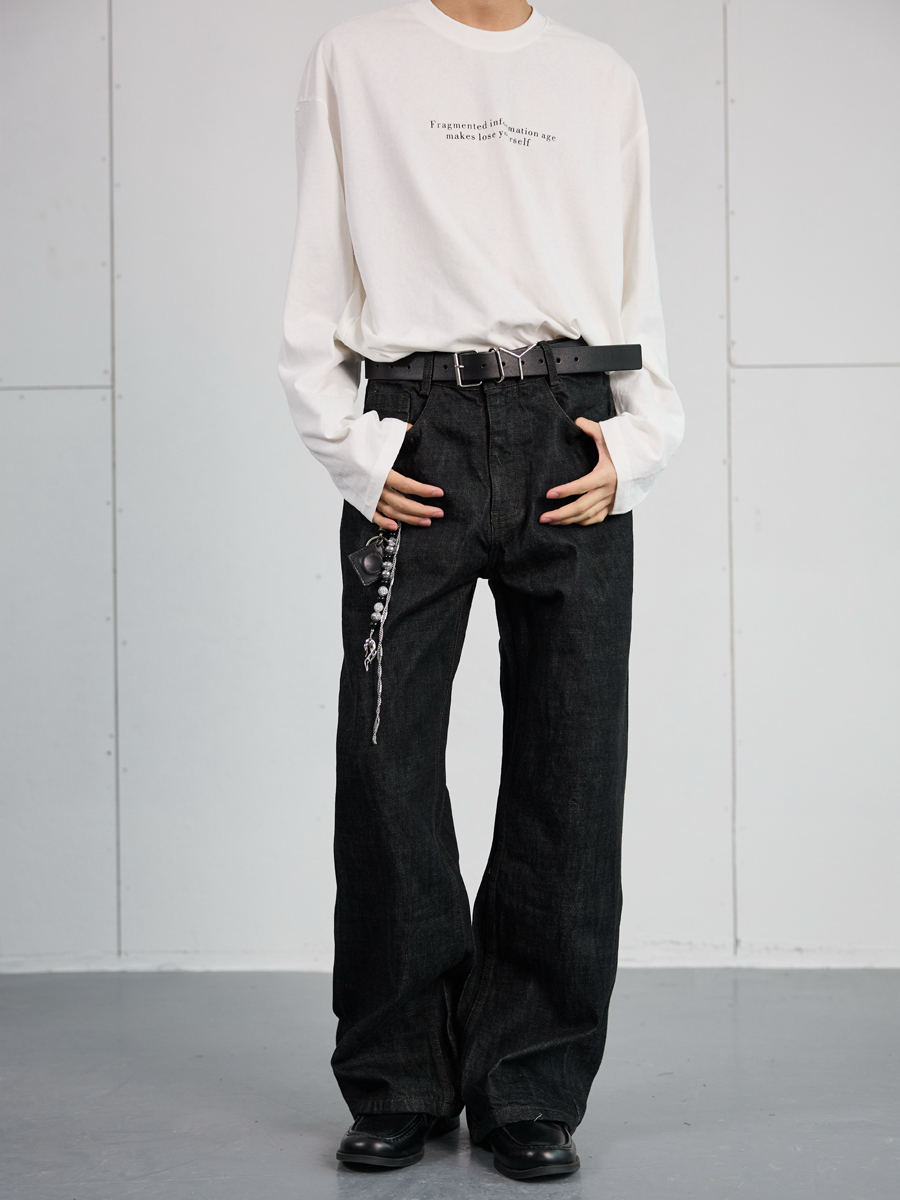 High-End Black Denim Jeans for Men and Women | Narrow A-Line Straight Wide-Leg Pants | Trendy Fashion for Modern Style