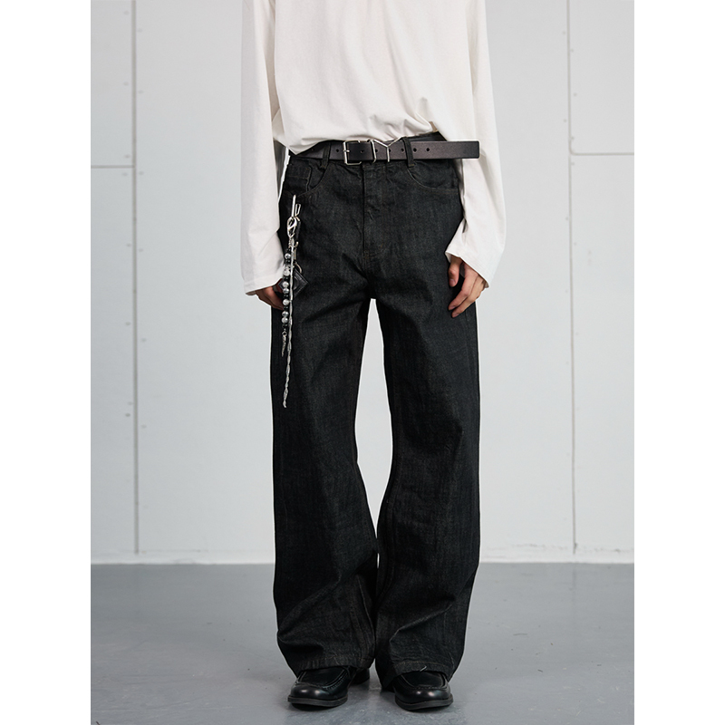 High-End Black Denim Jeans for Men and Women | Narrow A-Line Straight Wide-Leg Pants | Trendy Fashion for Modern Style