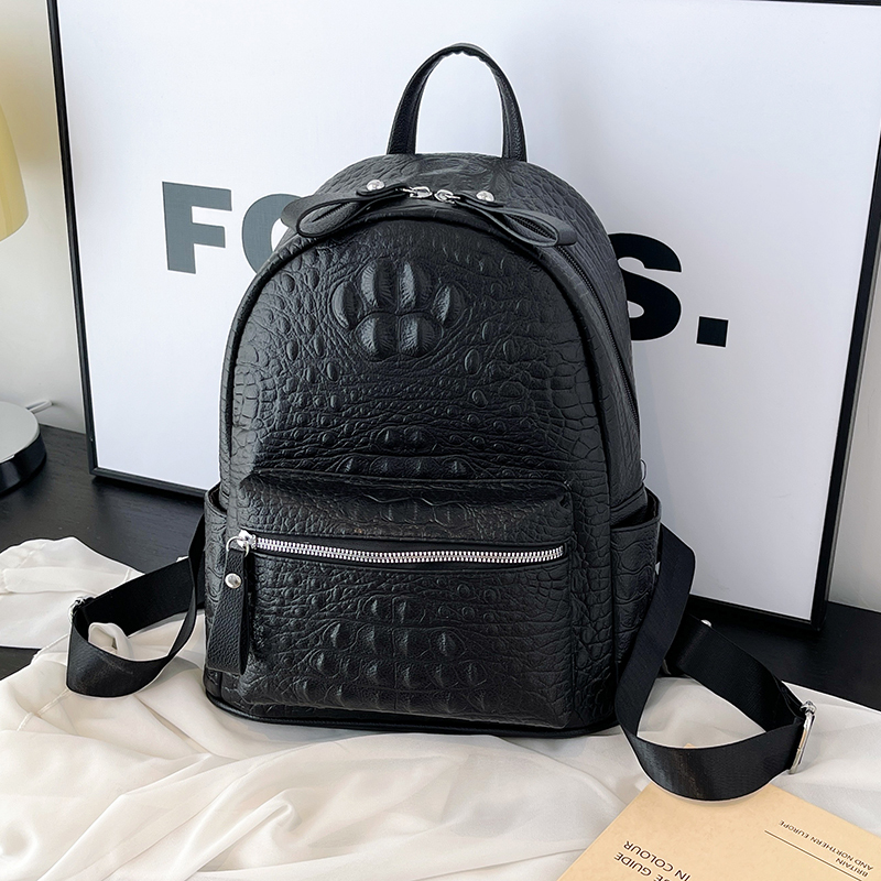 High-End Crocodile Pattern M-Shaped Backpack for Women - Trendy 2025 Fashion School Bag