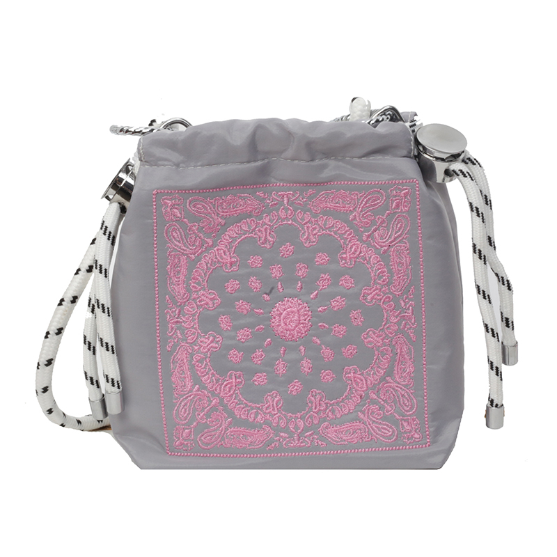 High-End Embroidered Canvas Bucket Bag for Women - Summer 2025 Drawstring Crossbody Phone Bag, Casual Style