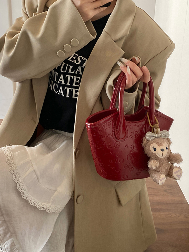 High-End Red Bucket Bag for Women - 2025 Bridal Handbag, Bridesmaid Wedding Crossbody Bag, Elegant Fashion Accessory
