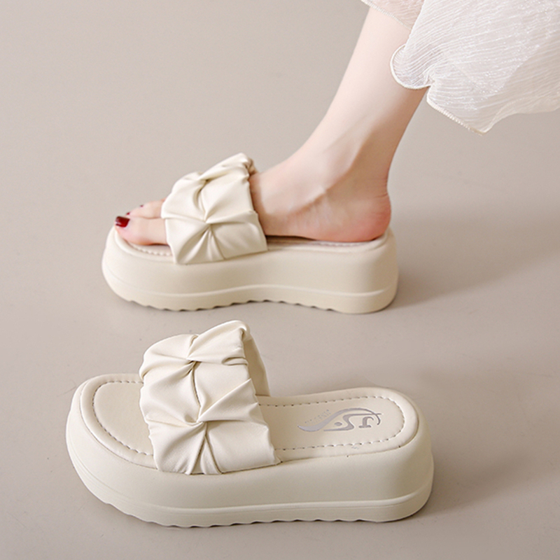 High-End Thick-Soled Platform Slide Sandals for Women - Non-Slip, Height-Increasing, Fashionable Summer 2025 Outdoor Footwear