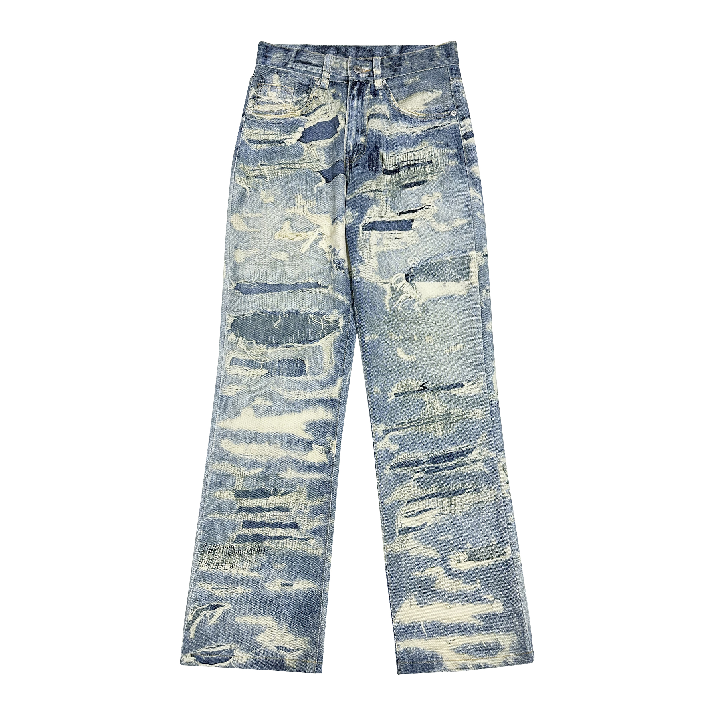 High Street American-Style Ripped Straight Loose Jeans for Men and Women - Fashionable Slim-Fit Wide-Leg Pants
