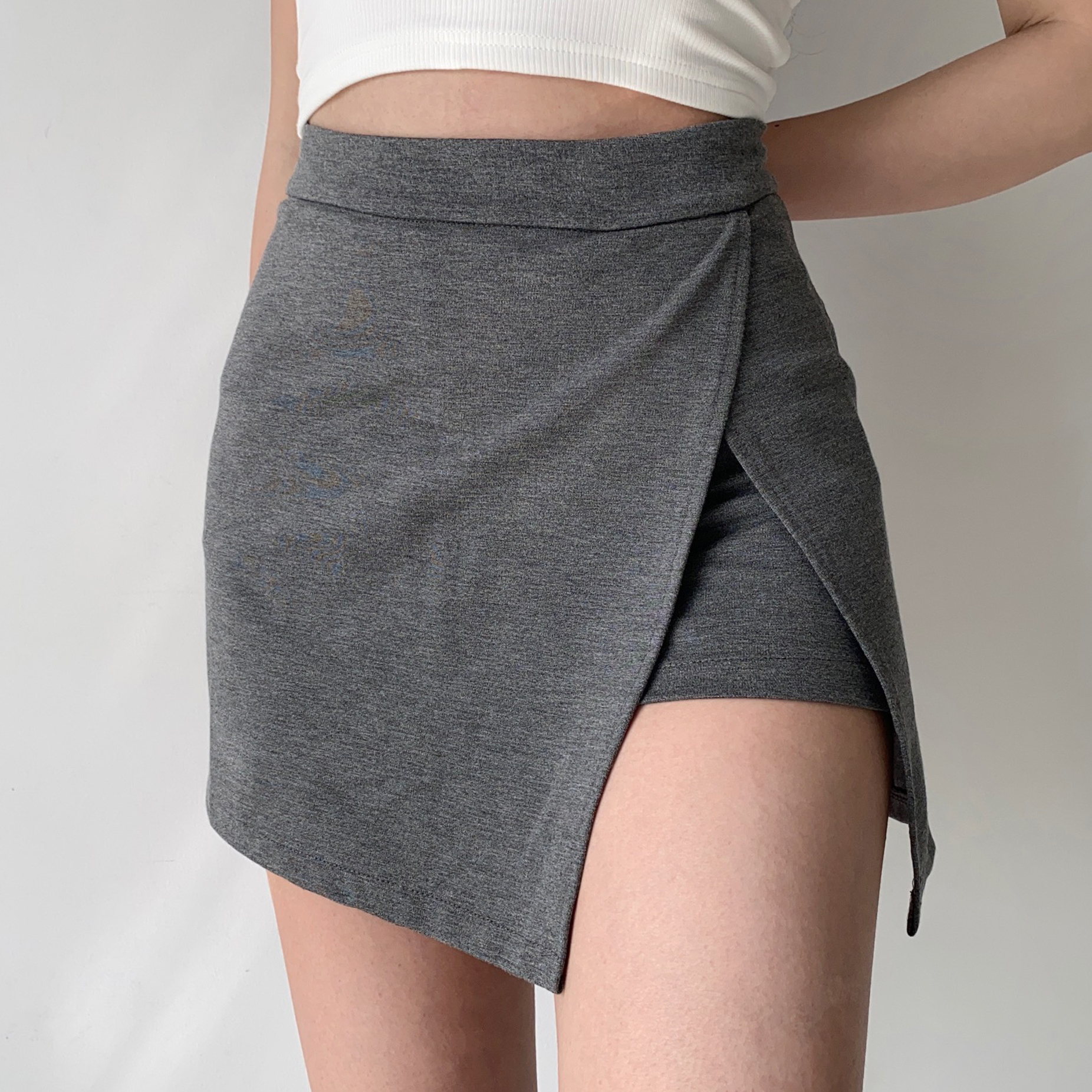 High-Waisted A-Line Skirt with Side Slit - European American Style Summer Mini Skirt for Women, Anti-Exposure Fashion