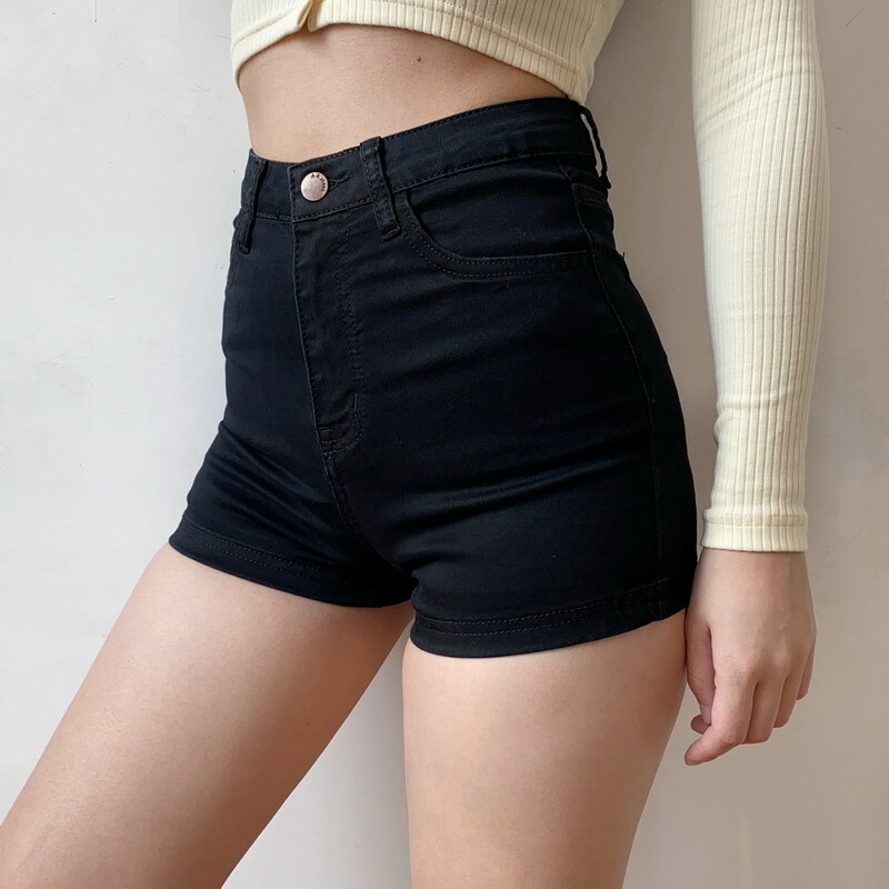 High-Waisted Slim Fit Stretch Denim Shorts for Women, Vintage American Style Sexy Summer Hot Pants