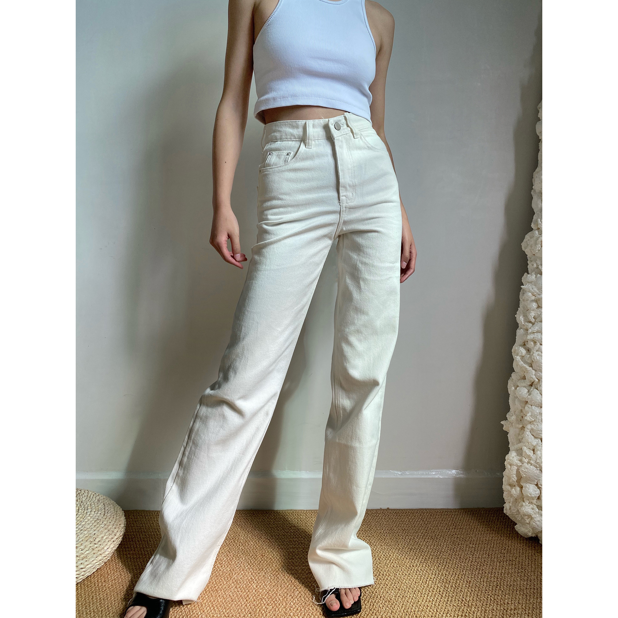 High-Waisted Wide-Leg Jeans for Women - American Retro Style, Loose Fit, Slimming, Floor-Length, Trendy 90s Fashion