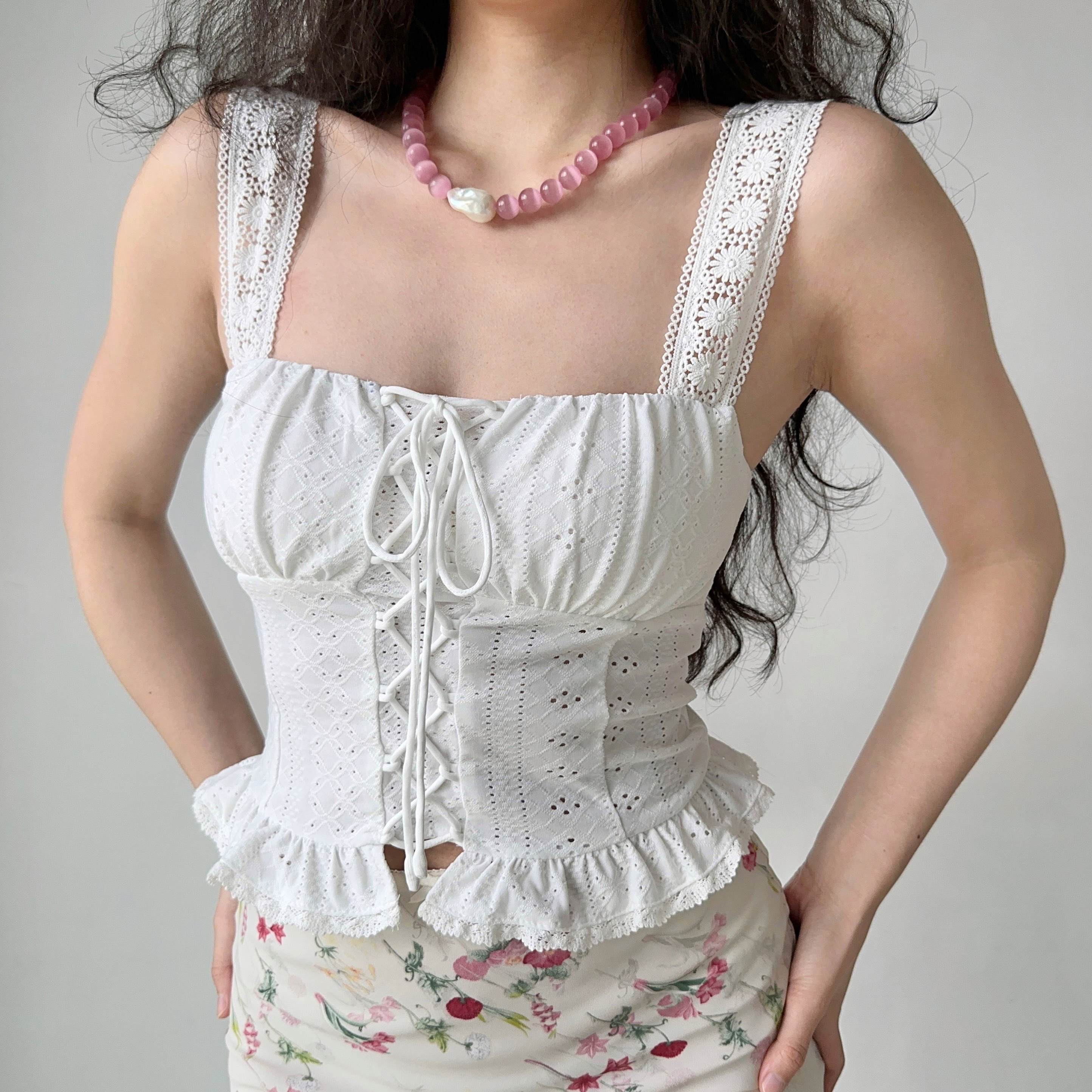 Hollow Floral Pattern Camisole for Women - DIY European American Style Summer Top with Wide Shoulder Straps