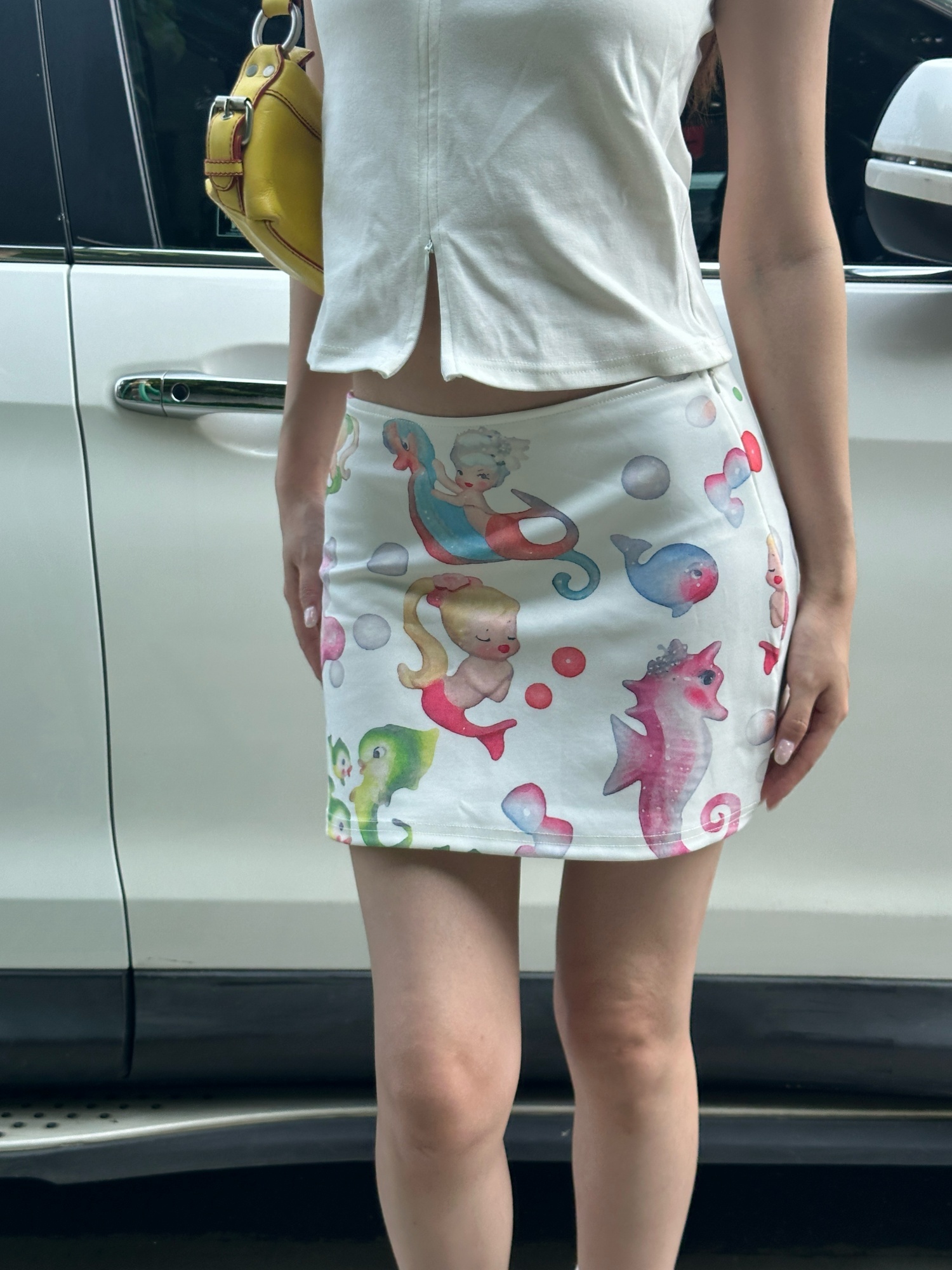 Hot Girl Clown Fish Print Bodycon Mini Skirt - 2025 Summer Niche Design, Trendy Y2K Style