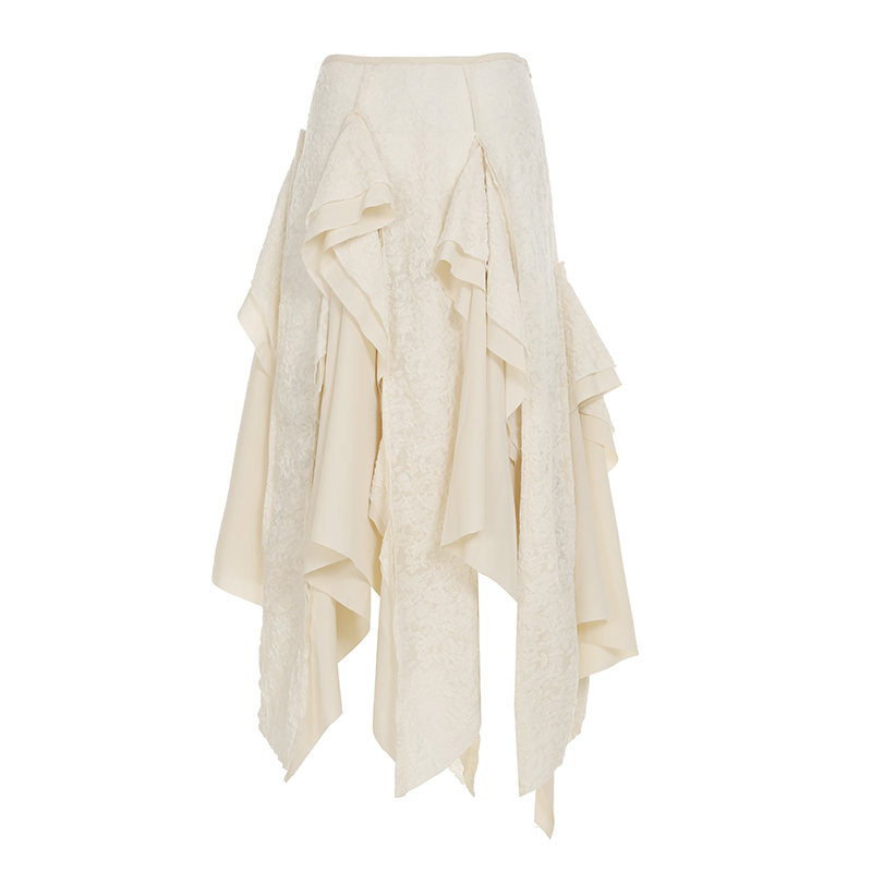 Irregular Vintage Holiday Style Lace Splicing A-Line Half Skirt - Slimming Versatile Long Skirt for Effortless Chic Looks