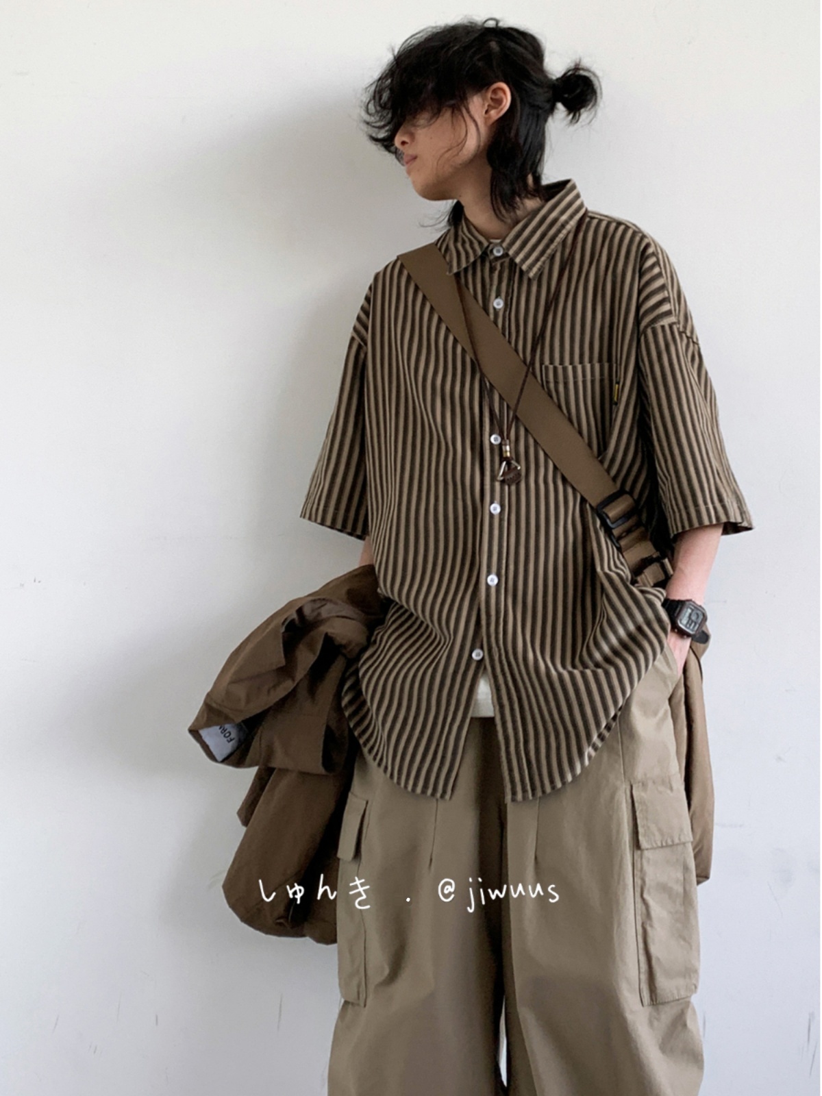 Japanese Retro Harajuku Striped Short Sleeve Shirt for Men and Women - Loose Boyfriend Style Summer Fashion Top