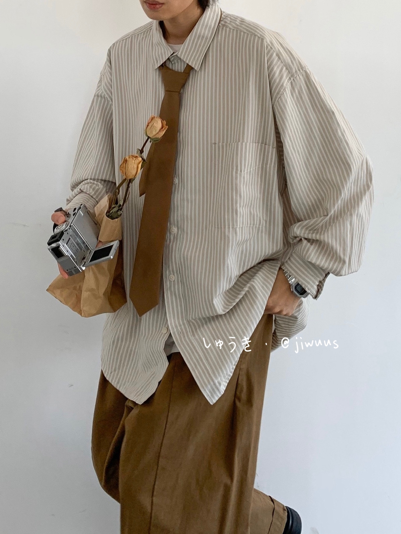 Japanese Retro Striped Long Sleeve Shirt for Men and Women, Loose Casual College Style Jacket, Light-Colored Spring Autumn Fashion