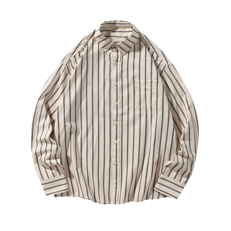 Japanese Retro Striped Long Sleeve Shirt for Men and Women – Versatile Casual Top, Spring Fashion Essential